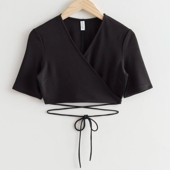 & Other Stories Black Wrap Crop Top size Medium - Picture 5 of 13